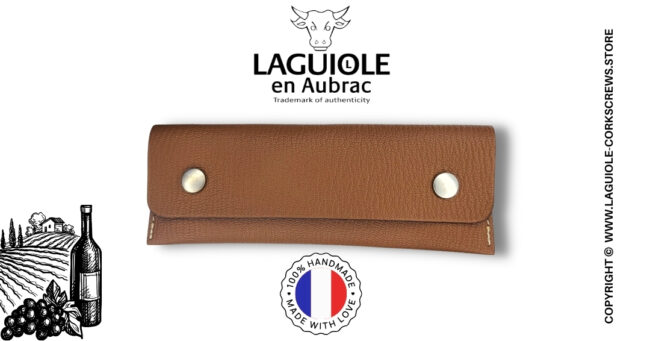 laguiole prestige bicolor horizontal leather sheath