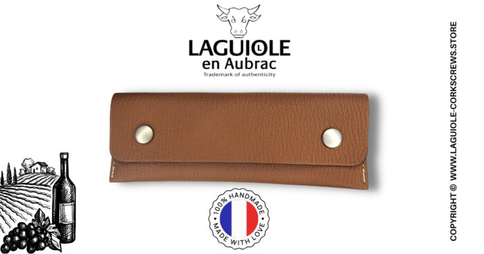 laguiole prestige bicolor horizontal leather sheath