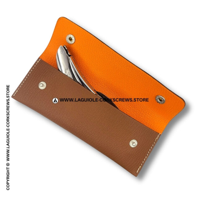 laguiole prestige bicolor horizontal leather sheath