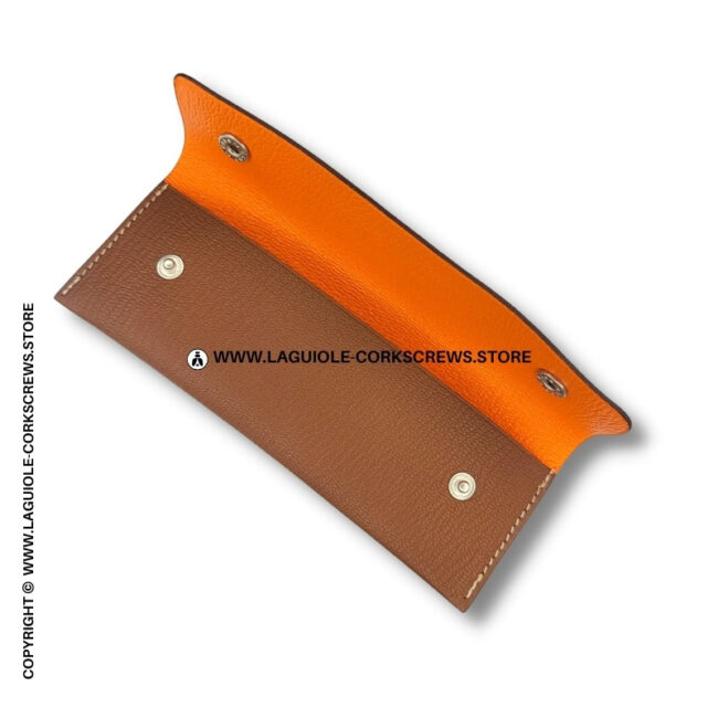 laguiole prestige bicolor horizontal leather sheath