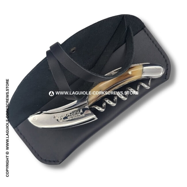 sommelier knife horizontal leather sheath black