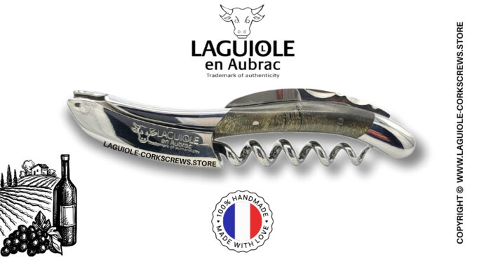 laguiole wine opener with black poplar burl handle
