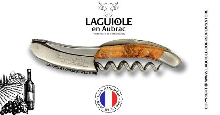 laguiole wine opener with juniper wood wood handle