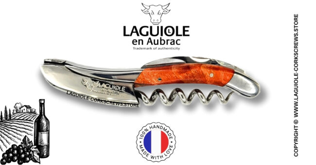 laguiole wine opener with red poplar burl handle