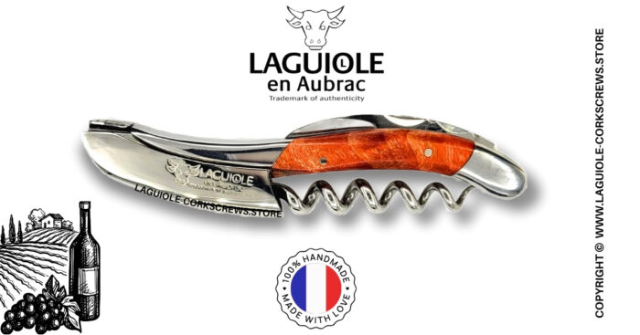 laguiole wine opener with red poplar burl handle