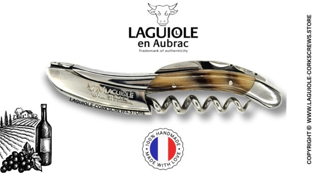 laguiole wine opener with zebu horn tip handle