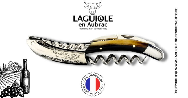 twisted laguiole wine opener with horn tip handle