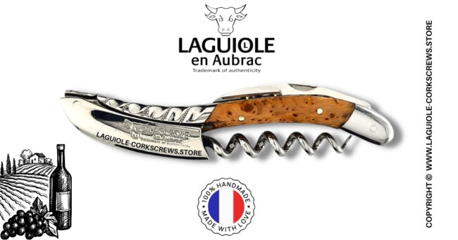twisted laguiole wine opener with juniper wood handle