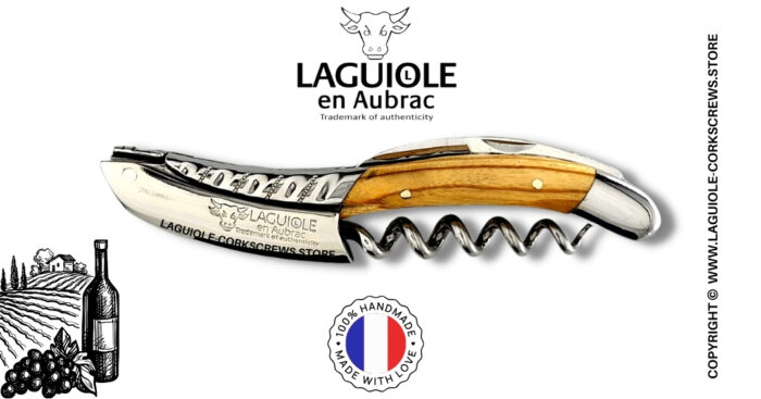 twisted laguiole wine opener with olivewood handle