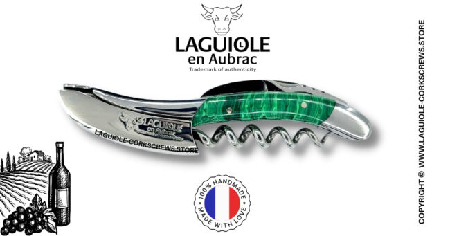 laguiole wine opener with malachite stone handle