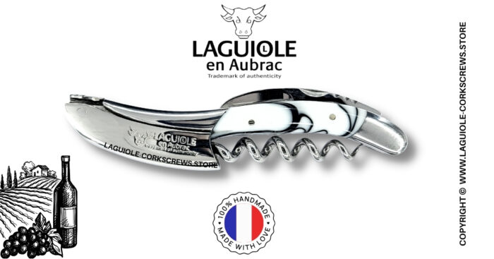 laguiole wine opener with white acrylic handle