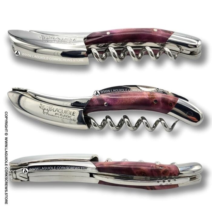 laguiole corkscrew burgundy poplar burl