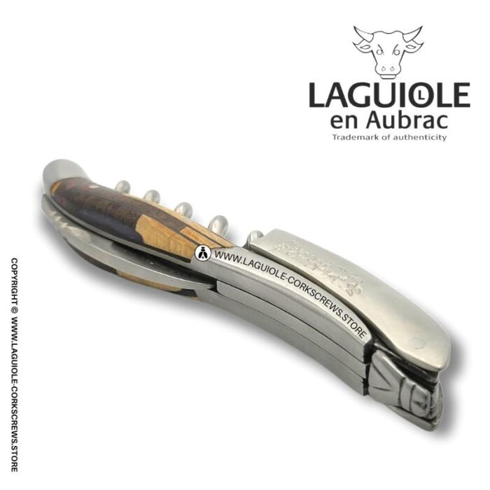 laguiole corkscrew puzzle marquetry brown two tone