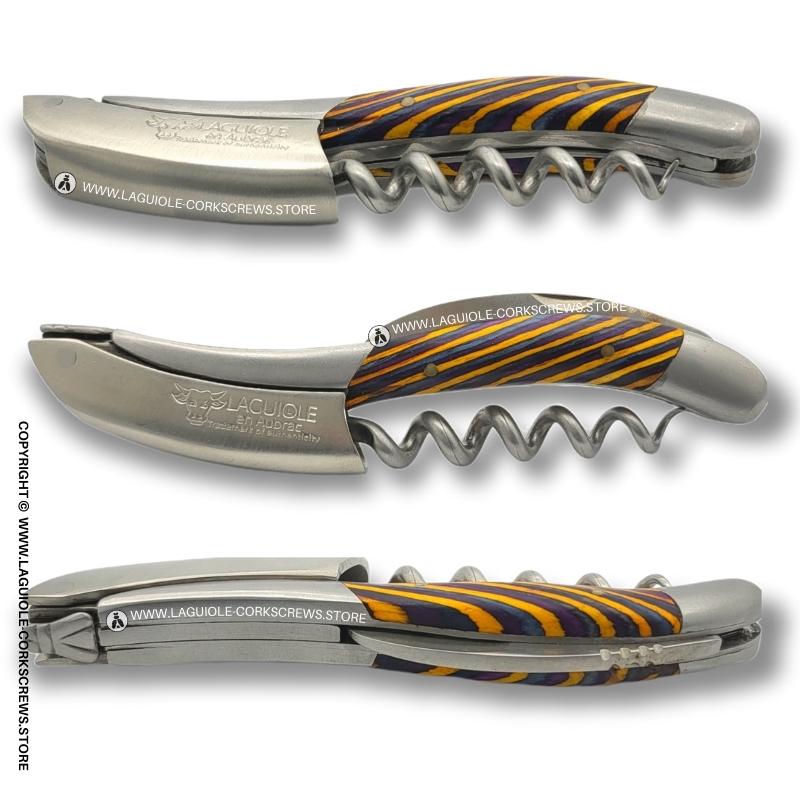 laguiole corkscrew tricolor marquetry yellow