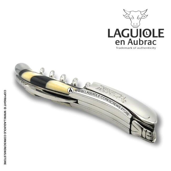 laguiole corkscrew checkerboard inlay ebony/bone