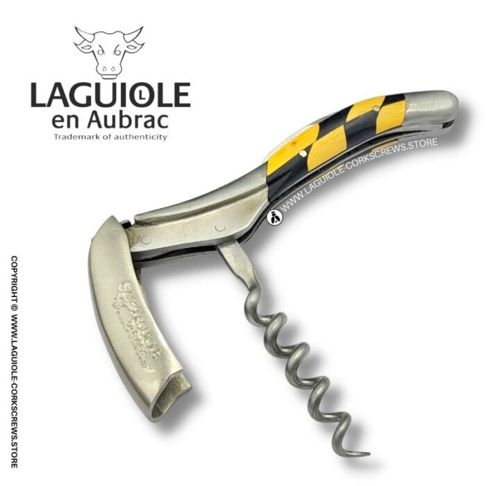 laguiole corkscrew checkerboard inlay ebony/boxwood