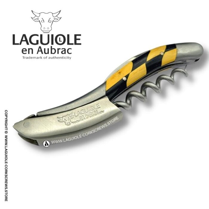 laguiole corkscrew checkerboard inlay ebony/boxwood