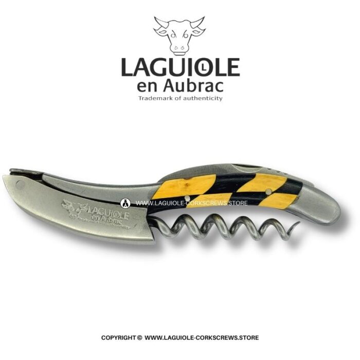 laguiole corkscrew checkerboard inlay ebony/boxwood
