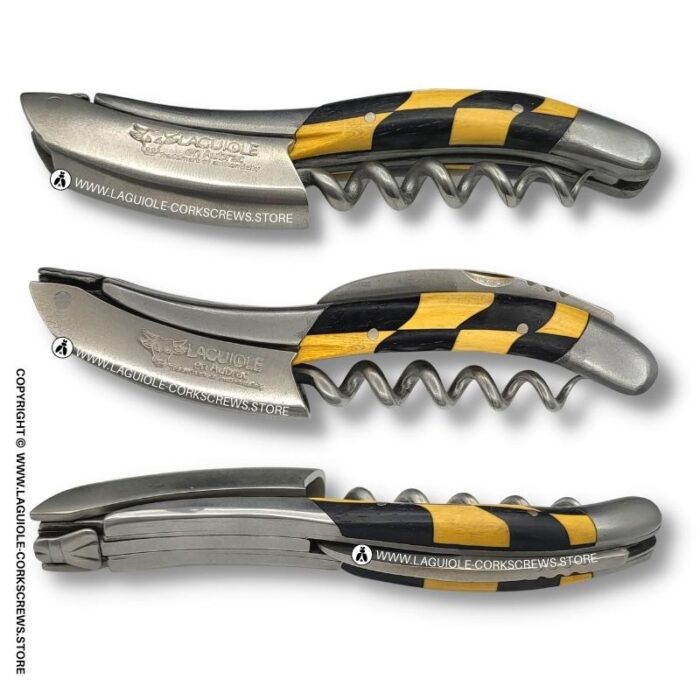 laguiole corkscrew checkerboard inlay ebony/boxwood