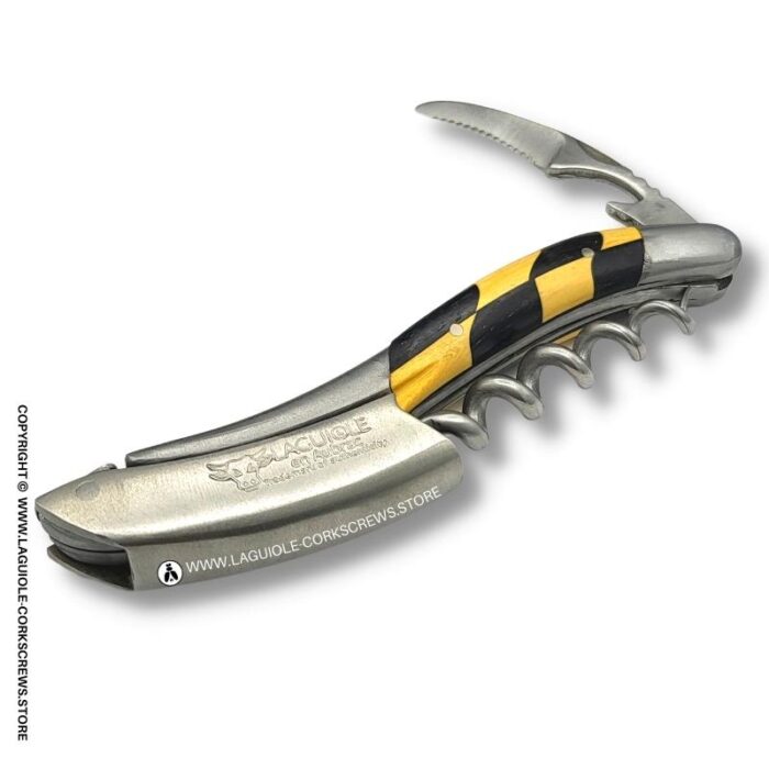 laguiole corkscrew checkerboard inlay ebony/boxwood