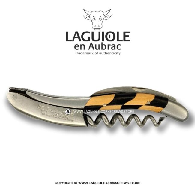 laguiole corkscrew checkerboard inlay ebony/olive
