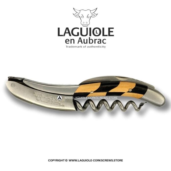laguiole corkscrew checkerboard inlay ebony/olive