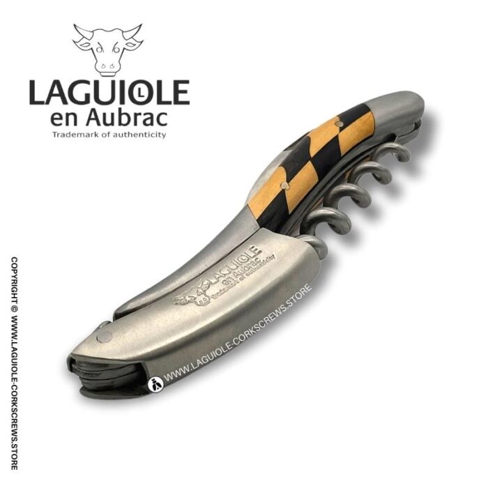 laguiole corkscrew checkerboard inlay ebony/olive