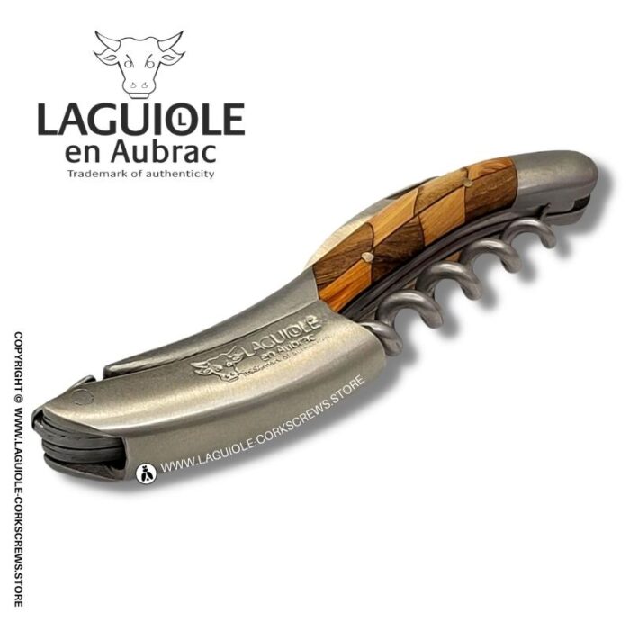 laguiole corkscrew checkerboard inlay walnut/juniper