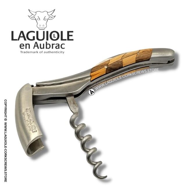 laguiole corkscrew checkerboard inlay walnut/juniper