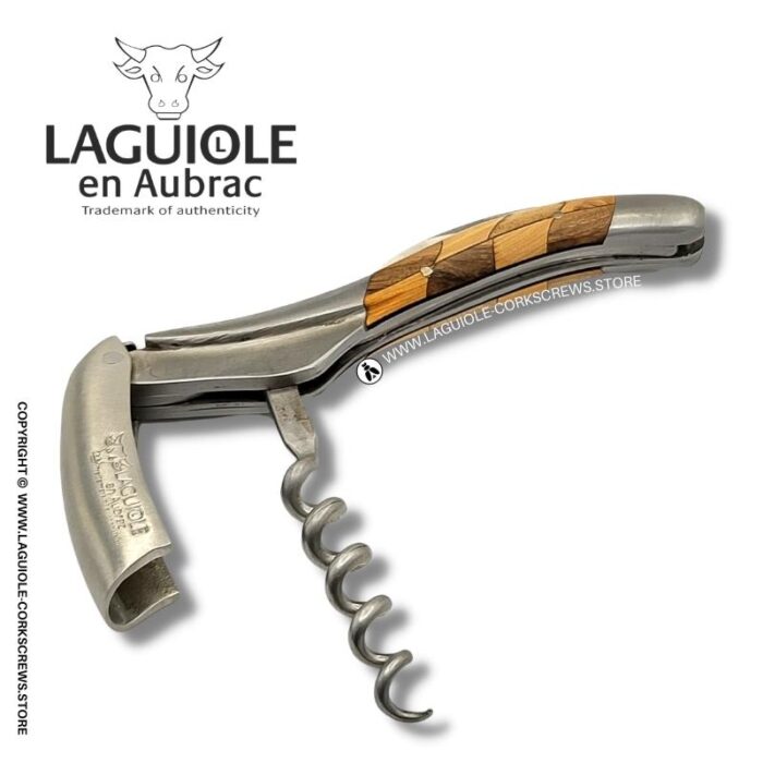 laguiole corkscrew checkerboard inlay walnut/juniper