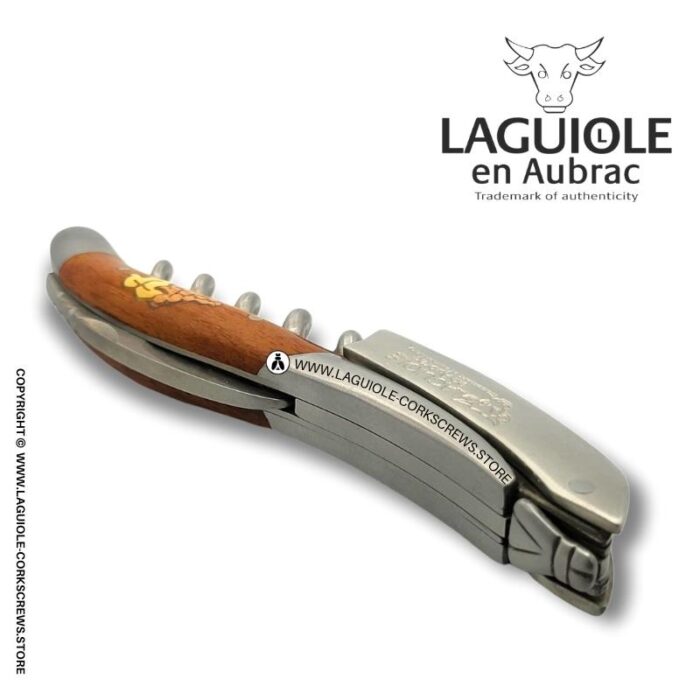 laguiole corkscrew grapes marquetry insert on snakewood