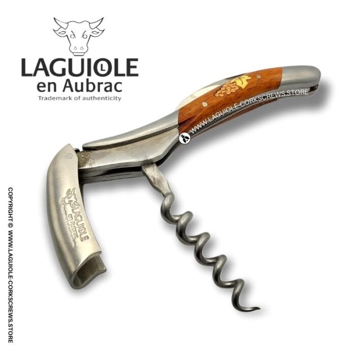 laguiole corkscrew grapes marquetry insert on snakewood