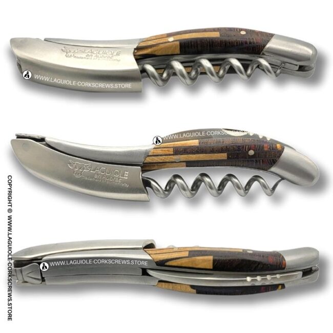 laguiole corkscrew puzzle marquetry brown two tone