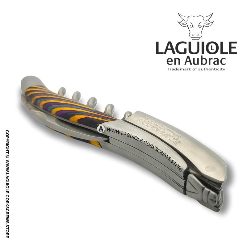 laguiole corkscrew tricolor marquetry yellow