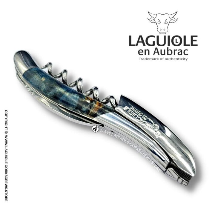 laguiole corkscrew blue poplar burl