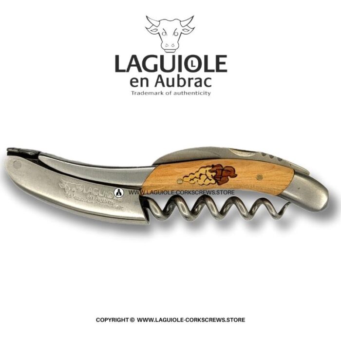 laguiole corkscrew grapes marquetry insert on juniper
