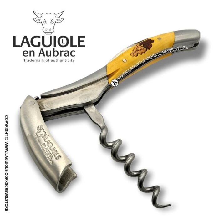 laguiole corkscrew grapes marquetry insert on boxwood