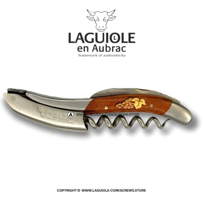laguiole corkscrew grapes marquetry insert on snakewood
