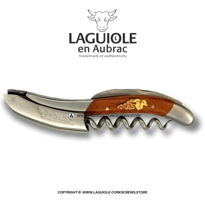 laguiole corkscrew grapes marquetry insert on snakewood