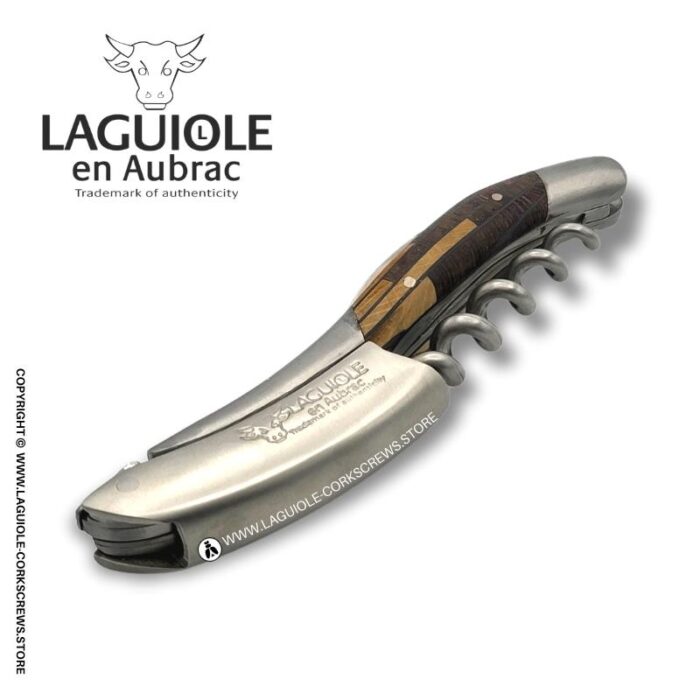 laguiole corkscrew puzzle marquetry brown two tone