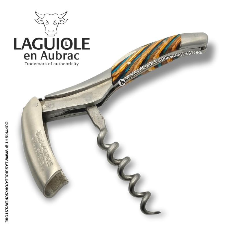 laguiole corkscrew tricolor marquetry brown