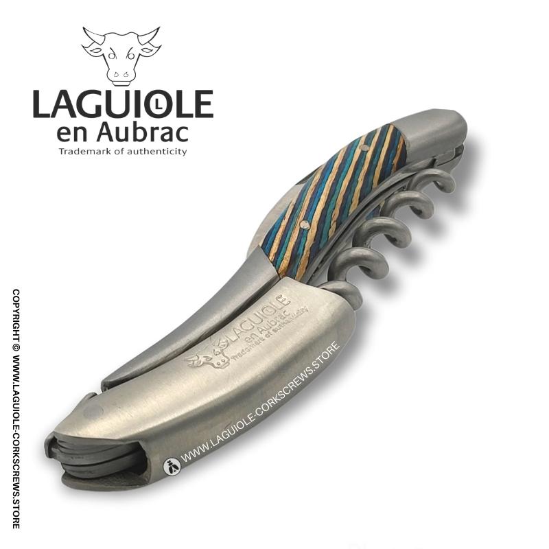 laguiole corkscrew tricolor marquetry turquoise