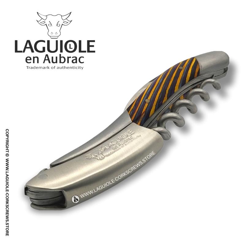 laguiole corkscrew tricolor marquetry yellow