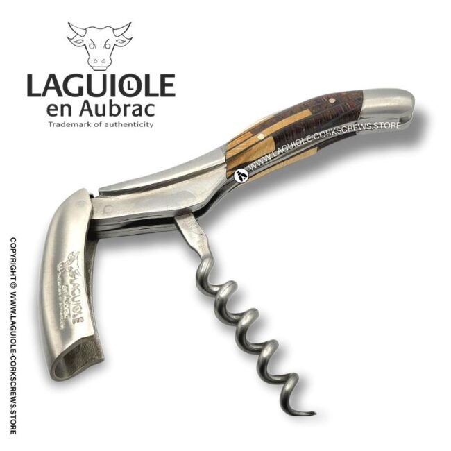 laguiole corkscrew puzzle marquetry brown two tone
