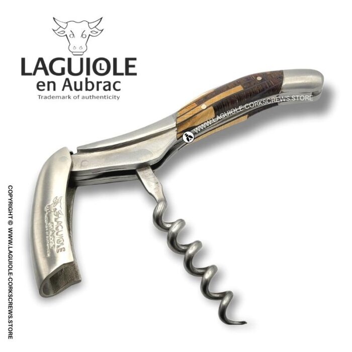 laguiole corkscrew puzzle marquetry brown two tone