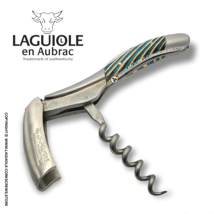 laguiole corkscrew tricolor marquetry turquoise