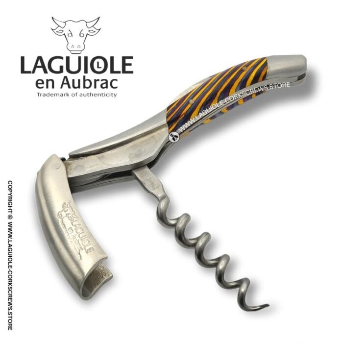 laguiole corkscrew tricolor marquetry yellow