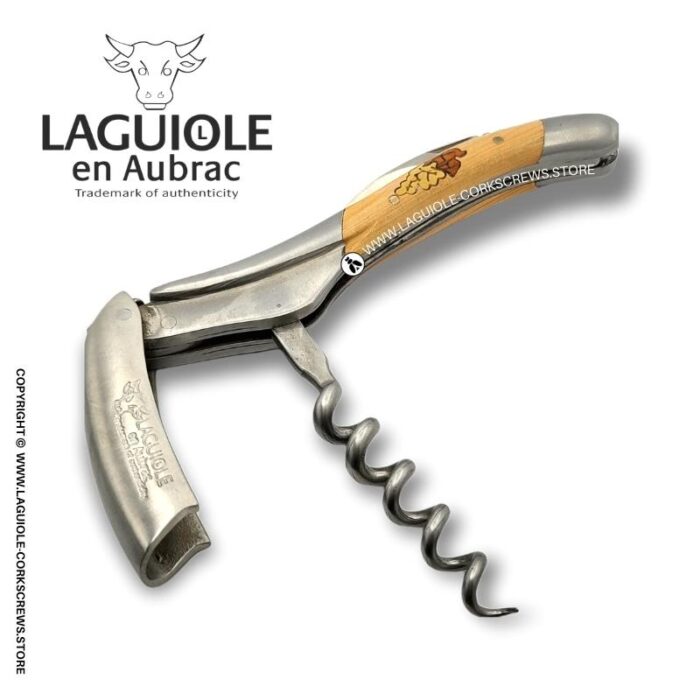 laguiole corkscrew grapes marquetry insert on juniper
