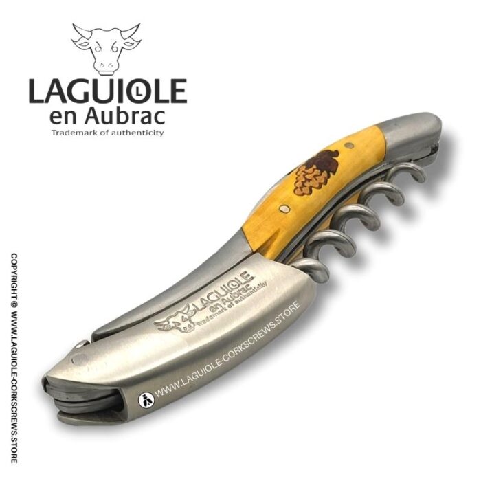 laguiole corkscrew grapes marquetry insert on boxwood