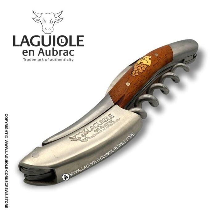 laguiole corkscrew grapes marquetry insert on snakewood